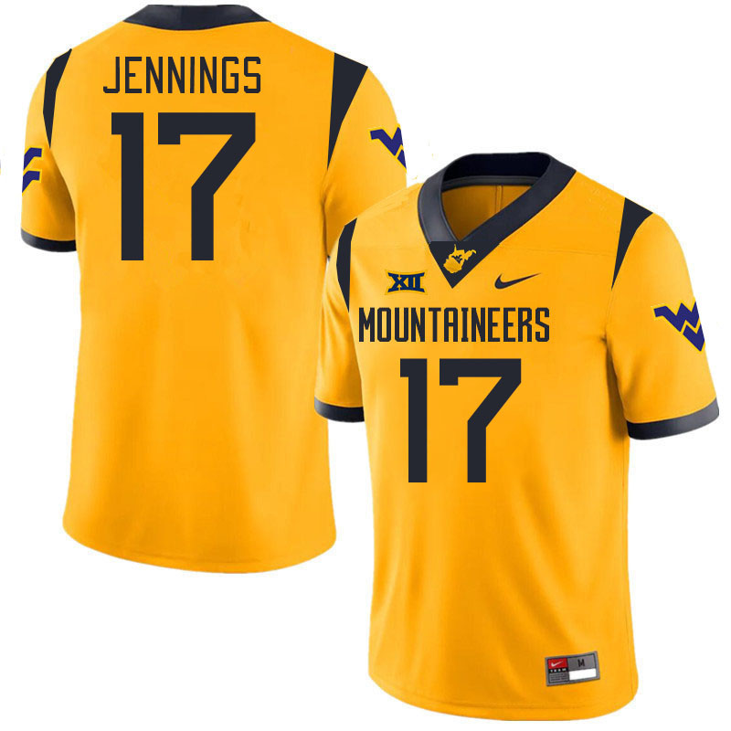 Men #17 Zae Jennings West Virginia Mountaineers College 2024 New Uniforms Football Jerseys Stitched